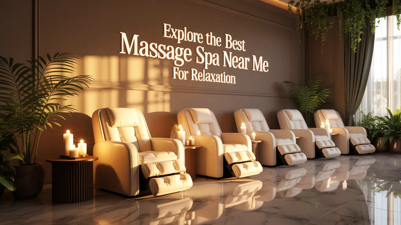 Luxurious massage spa interior with soft lighting and relaxing ambiance.
