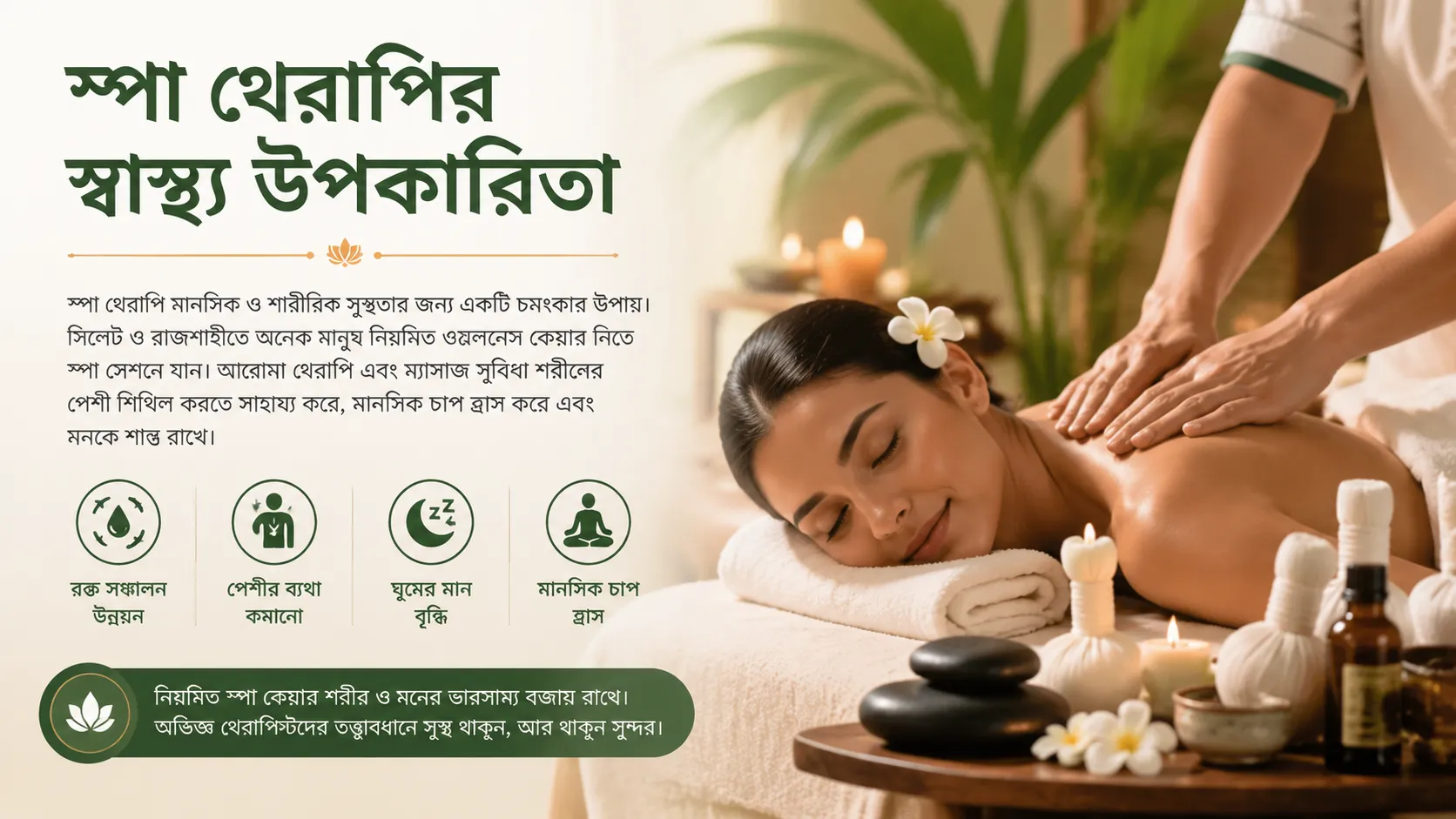 স্পা থেরাপির স্বাস্থ্য উপকারিতা নিয়ে প্রশান্তিময় পরিবেশ