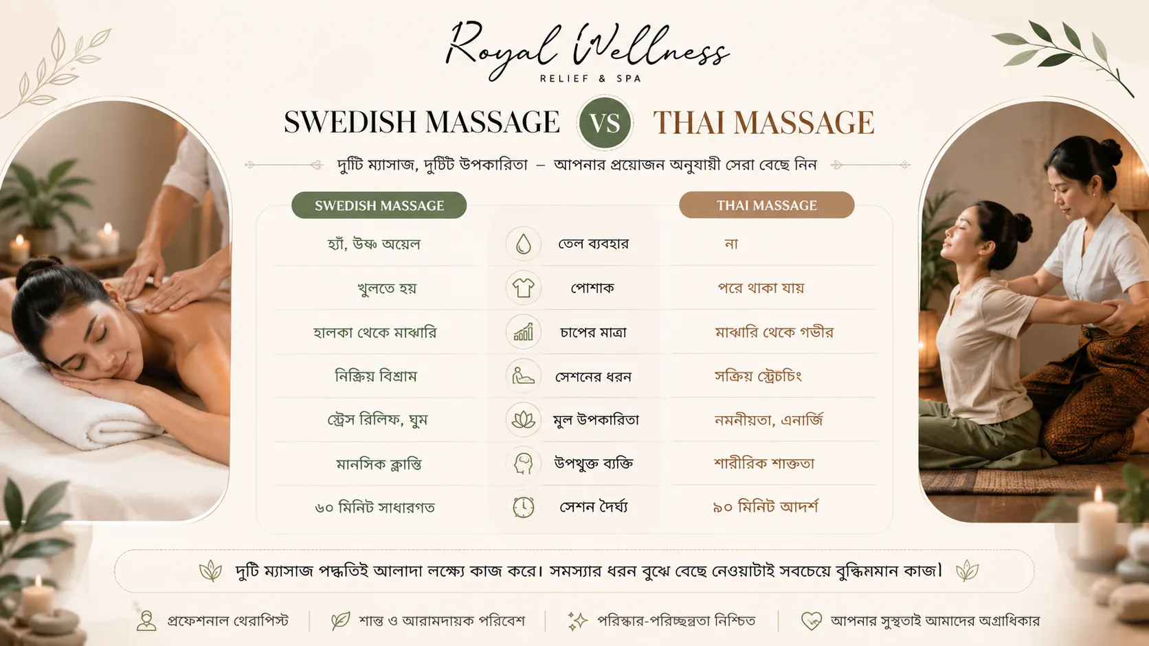 থাই ম্যাসাজ স্ট্রেচিং বনাম সুইডিশ অয়েল ম্যাসাজ পার্থক্য