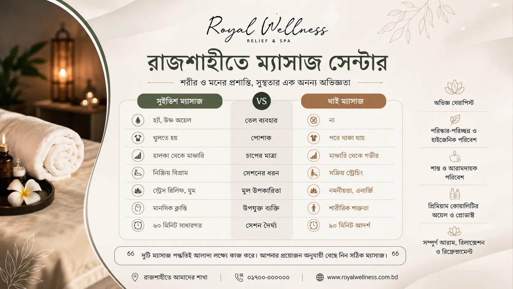 RoyalwellnessBD সিলেট ও রাজশাহী স্পা ম্যাসাজ থেরাপি সেন্টার